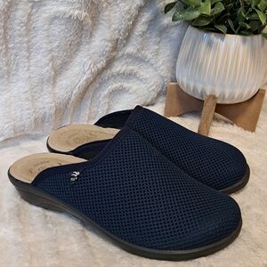 Fly Flot Mules Clogs Anatomic Anti-Shock Slip On Shoes Navy Blue Mesh Italy Sz 9
